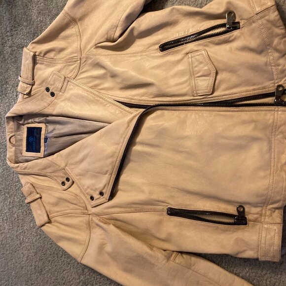 Tan woman's size XL leather motorcycle jacket - Picture 7 of 8